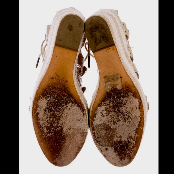 BALENCIAGA Tan Leather Lace Up Espadrille Wedges Platform Sandals Sz 39 $825 - Picture 5 of 5